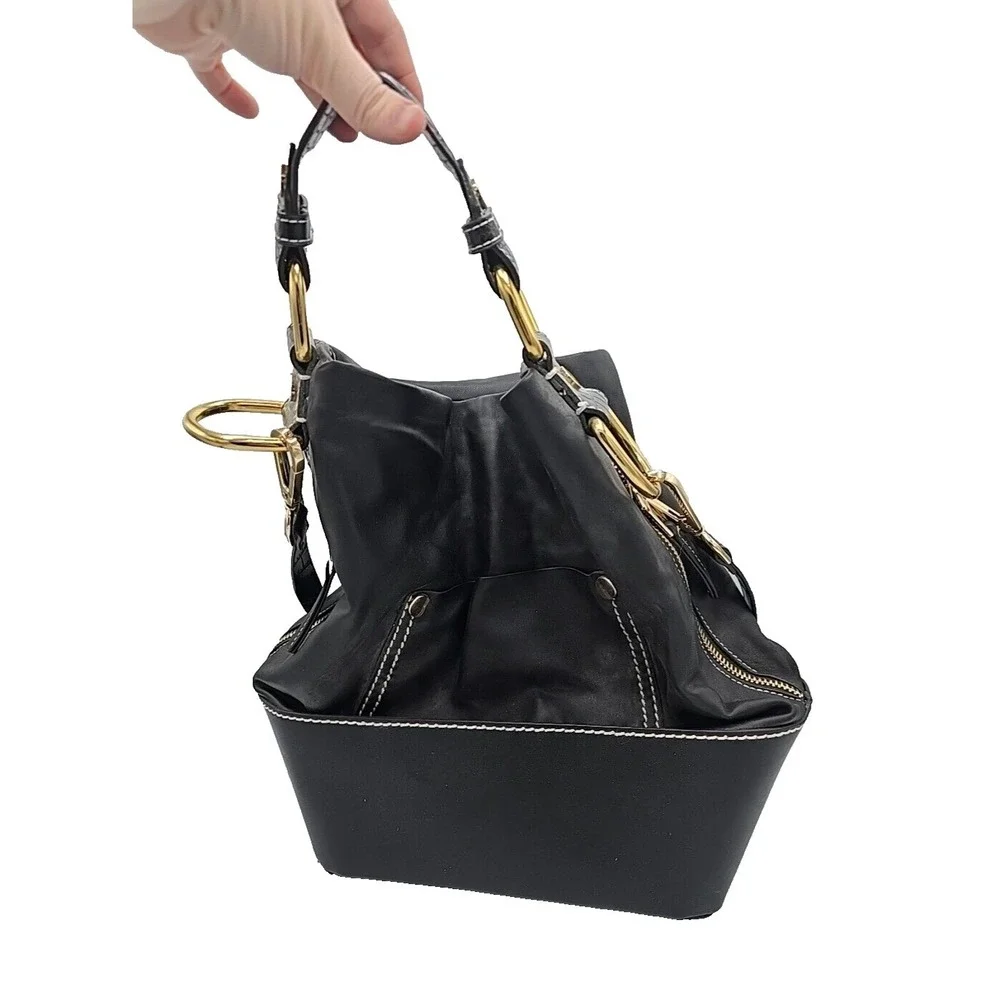 Zara Trafaluc Black Leather Shoulder Tote Satchel Hand Bag Purse‎ 11